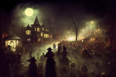Halloween festival on a terrifying nightの素材