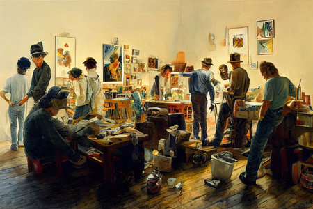 Artists and Related Workers, All Other ,Painting styleの素材