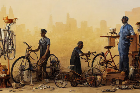 Bicycle Repairers ,Painting styleの素材