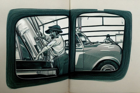Automotive Glass Installers and Repairers ,Hand Drawnの素材