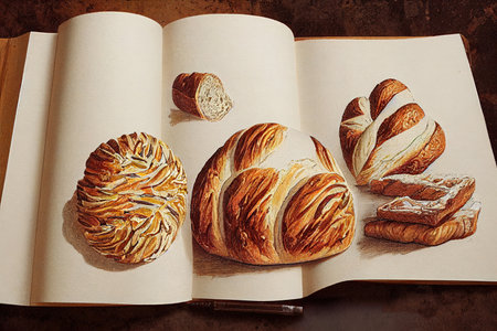 Bakers, Bread and Pastry ,Hand Drawnの素材
