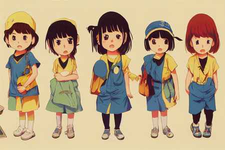 Child Care Workers ,Anime style illustrationの素材