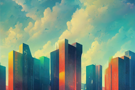Lilongwe abstract city 2d Anime illustrationの素材