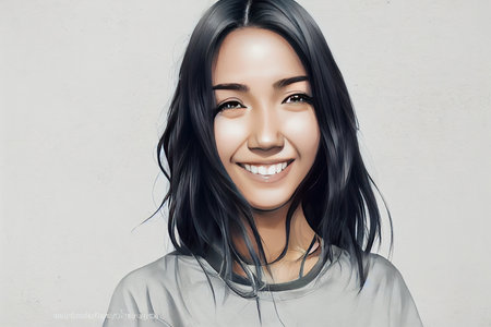 anime style,smiling people composite portrait imageの素材
