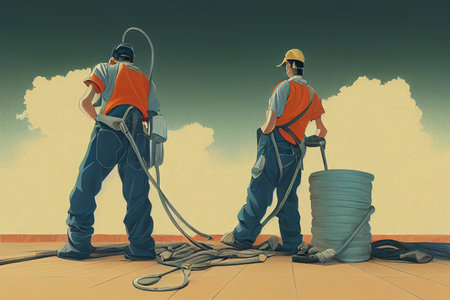 Carpet Installers ,Anime style illustrationの素材