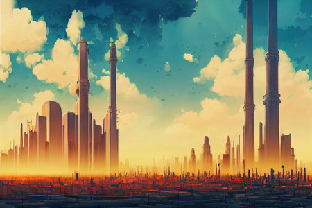 Khartoum abstract city 2d Anime illustrationの素材
