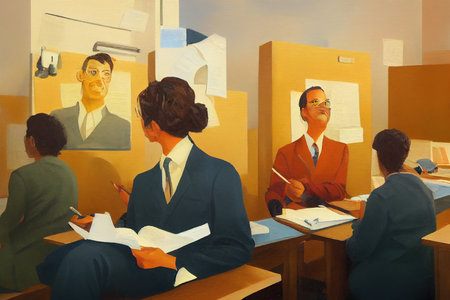Business Teachers, Postsecondary ,Painting styleの素材