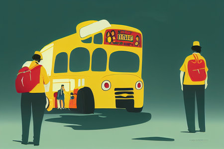Bus Drivers, School ,Toon illustrationの素材