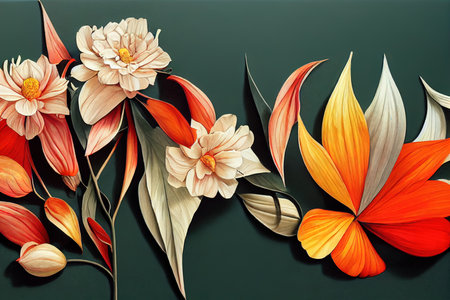 The visual enjoyment of flowers, the leaves and flowersの素材