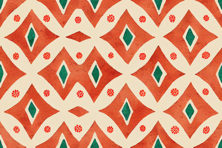 Folk Tribal Print. Geo Seamless pattern. Geometric Watercolor texture.の素材