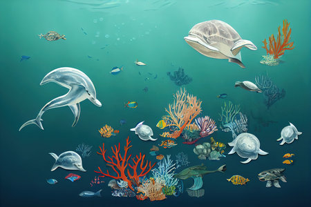 Lets save our oceans. World oceans day design withの素材