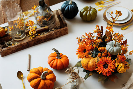Diy rustic autumn table decoration Floral interior decor forの素材