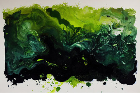 Natural Luxury Texture. Green Watercolor Spread. Lime Oil Paintの素材