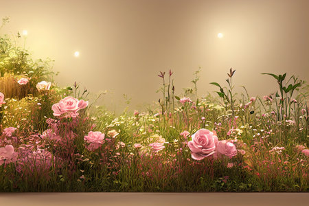 3d rendering. Natural beauty backdrop for cosmeticの素材