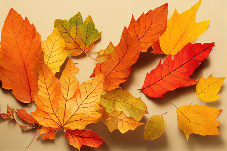 Autumn composition made of leaves Autumn, fall concept Topの素材