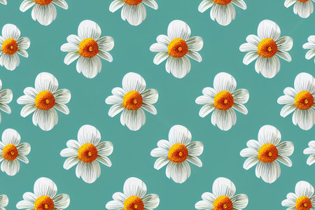 Seamless pattern with daisies. Mixed small and large bloomingの素材
