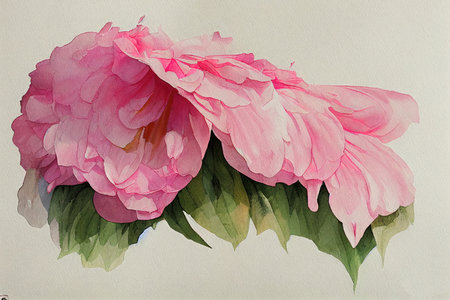 A large blooming watercolor pink headflower 2dの素材