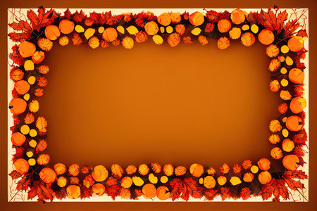 Watercolor autumn composition made of pumpkin, berries, colorful flowersの素材