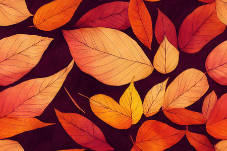 Autumn flat lay banner with dry leaves and coffeeの写真素材
