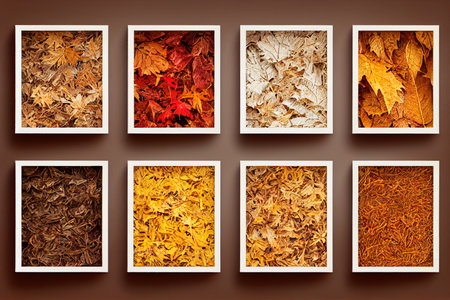 Autumn composition Pattern made of eucalyptus branches, cotton flowers,の写真素材