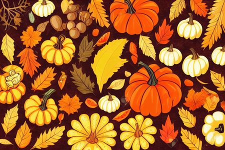 Autumn composition Wreath made of autumn flowers and leavesの素材