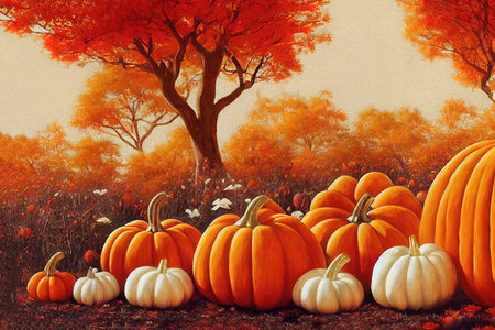 Autumn composition with cup of coffee on color backgroundの素材