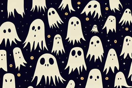 Set of cloth Ghosts. Flying Phantoms. Halloween scary ghostlyの素材
