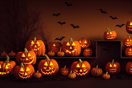 Halloween night with shiny satin product display Place onの素材