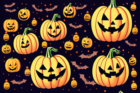 Happy Halloween party posters set with night clouds andの素材
