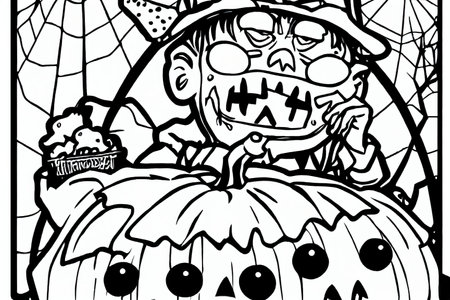 Trick or Treat coloring page. Halloween coloring page forの素材