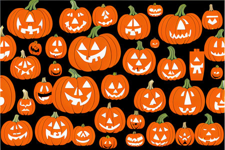Halloween pumpkin set isolated on white background Scaryの素材