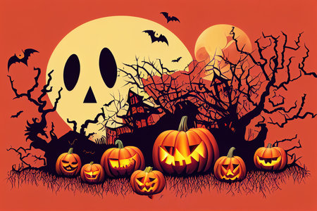 Halloween T-Shirt Design. Halloween Raster Graphic. Halloween illustration.の素材