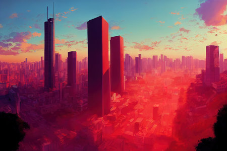 anime Downtown Sao Paulo in the morning Brazil , Anime style U1 1の素材