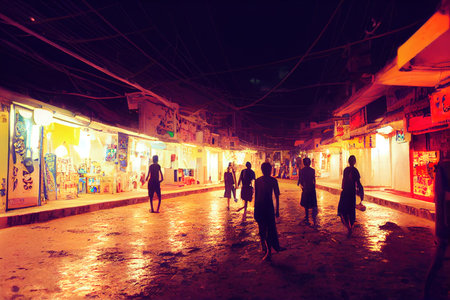 anime style, MALE MALDIVES MARCH 7 2015 Night scene in Male City Male is the capital of Maldives and Slightly less than one third of the nations population lives in the capital city , Anime sty U1 1の素材