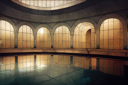 Central public mineral bath house in Sofia Bulgaria , Anime style U1 1の素材