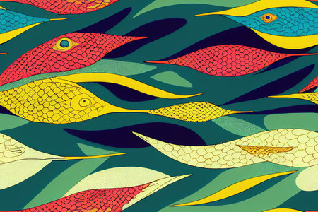 fish, lizard, reptile, mermaid scales pattern. repetitive colors andの素材