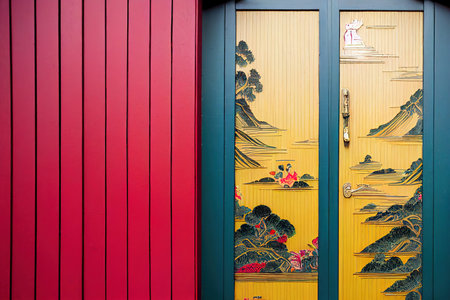 Illustrated representation of Chinoiserie garden door in Hamilton Gardensの素材