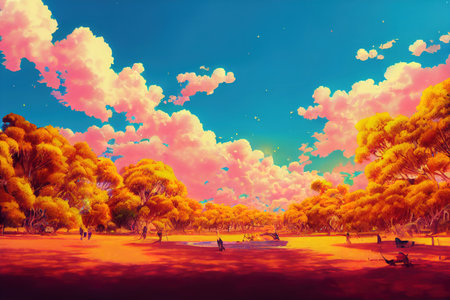 Australia , anime style, day time, anime illustrationの素材