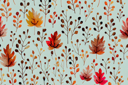 Seamless watercolor pattern on the theme of autumn andの素材