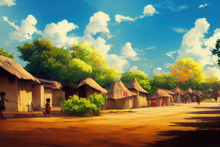 GuineaBissauanime style 2d background illustration cartoonish styleの素材