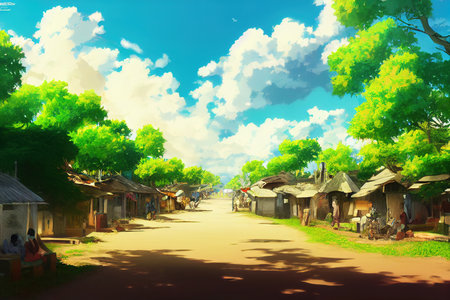 Togoanime style 2d background illustration cartoonish styleの素材