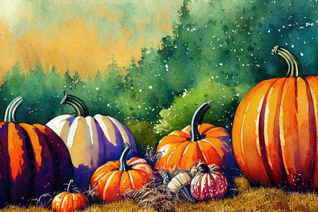 Watercolor illustration in vintage style vintage halfの素材