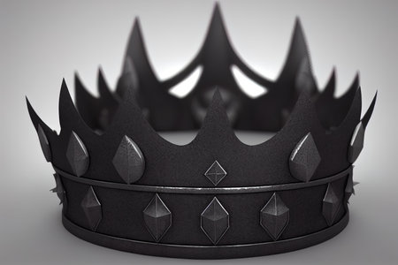 A 3D rendered dark fantasy iron crown with spikesの素材