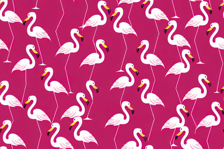 Cute set of Pink Flamingo tropical vibes seamless patterns.の素材