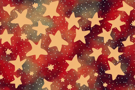 Holiday background, seamless pattern with stars. 2d illustration.の素材
