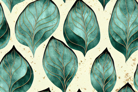 Imprints abstract ornate tender leaves mix repeat seamless pattern.の素材