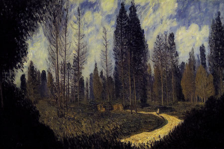 dark mysterious forest panorama, fantasy landscapeの素材