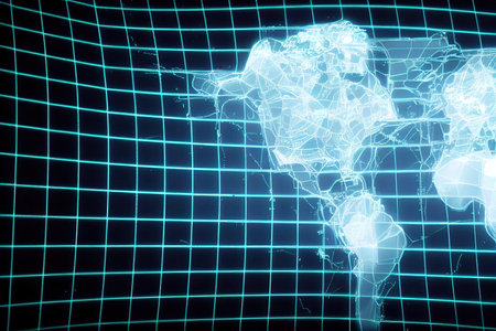 Camera movement through 3D space with a world mapの素材