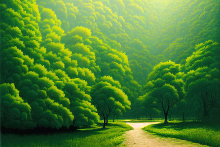 Green Trees isolated on white background. are Forest andの素材