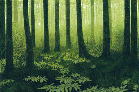 Amazing densely woods in mossの素材